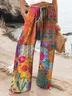 Women Floral Long Pants Vintage Spring/Fall Trousers
