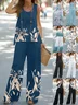 Women Geometric Two-Piece Set Daily Sleeveless Vintage Summer Top With Pants Matching Set