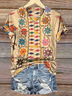 Women Floral Short Sleeve Tee T-shirt V Neck Printing Casual Summer Graphic Tee Top