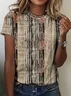 Women Abstract Short Sleeve Tee T-shirt Crew Neck Printing Casual Summer Graphic Tee Top