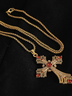 2025 New Retro Diamond Necklace Rhinestone Long Cross Pendant Sweater Chain Fashion Advanced Punk Necklace