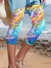 Women Abstract Capris Elastic Waist Pants Casual Summer Trousers
