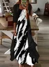 Women Abstract Printing Two-Piece Set Daily Three Quarter Sleeve Casual Spring/Fall Dress With Coat Matching Set