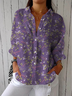 Women Floral Three Quarter Sleeve Shirt Spring/Fall Printing Shirt Collar Daily Casual Top