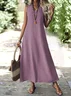 Women Plain Sleeveless Summer Dress V Neck Daily Casual Maxi A-Line Dress