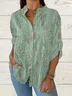 Women Abstract Long Sleeve Shirt Spring/Fall Printing Stand Collar Daily Casual Top