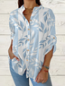 Women Floral Long Sleeve Shirt Spring/Fall Printing Stand Collar Daily Casual Top