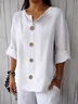 Women Plain Long Sleeve Shirt Spring/Fall Printing Stand Collar Daily Casual Top