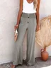 Women Plain Long Elastic Waist Pants Casual Spring/Fall Trousers