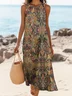 Women Floral Sleeveless Summer Dress Crew Neck Daily Casual Maxi A-Line Dress