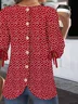 Women Floral Half Sleeve Blouse Summer Crew Neck Balloon Sleeve Daily Casual Top