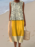 Women Geometric Sleeveless Summer Dress Crew Neck Daily Casual Maxi A-Line Dress