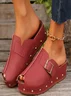 Thick-soled Buckled Rivet Fish-mouthed Closed-toe Slippers For Women To Wear As Outerwear With Belt Buckle British-style Beach Thick-soled Roman Sandals