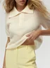 Women Plain Short Sleeve Tee T-shirt Shawl Collar Buckle Casual Summer Top