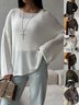Women Plain Woven Spring/Fall Casual Long Sleeve Off The Shoulder Cotton Sweater