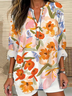 Women Floral Long Sleeve Blouse Spring/Fall Printing V Neck Daily Casual Top