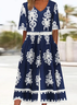 Women Floral V Neck Half Sleeve Casual Summer Jumpsuit