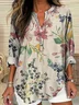 Women Floral Long Sleeve Blouse Spring/Fall Printing V Neck Daily Casual Top