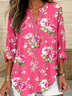 Women Floral Long Sleeve Blouse Spring/Fall Printing V Neck Daily Casual Top