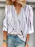 Women Polka Dots Three Quarter Sleeve Blouse Spring/Fall Printing V Neck Daily Casual Top