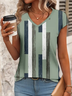 Women Geometric Short Sleeve Tee T-shirt V Neck Printing Casual Summer Graphic Tee Top