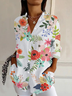 Women Floral Long Sleeve Shirt Spring/Fall Buckle Shirt Collar Daily Casual Top