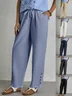 Women Plain Long Elastic Waist Pants Casual Spring/Fall Trousers