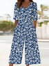 Women Floral V Neck Half Sleeve Casual Summer Jumpsuit
