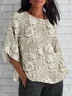 Women's 3D Floral Print Half Sleeve Casual Blouse