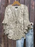 Women Floral Half Sleeve Shirt Summer Printing V Neck Daily Casual Top