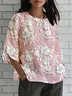Women's 3D Floral Print Half Sleeve Casual Blouse