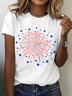 Women Flag Short Sleeve Tee T-shirt Crew Neck Casual Summer Top
