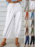 Women Plain Ankle Pants Elastic Waist Pants Casual Spring/Fall Trousers