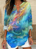 Women Abstract Long Sleeve Blouse Spring/Fall Printing V Neck Daily Casual Top