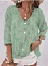 Women Floral Three Quarter Sleeve Blouse Spring/Fall Printing V Neck Daily Vintage Top