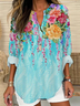 Women Floral Long Sleeve Blouse Spring/Fall Printing V Neck Daily Casual Top