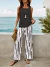 Women Striped Printing Two-Piece Set Daily Sleeveless Casual Summer Top With Pants Matching Set
