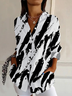 Women Abstract Long Sleeve Shirt Spring/Fall Buckle Shirt Collar Daily Casual Top
