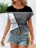 Women Striped Short Sleeve Tee T-shirt Crew Neck Printing Casual Summer Graphic Tee Top