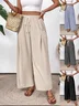 Women Plain Long Elastic Waist Pants Casual Spring/Fall Trousers