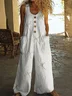 Women Dragonfly Crew Neck Sleeveless Casual Summer Jumpsuit