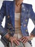 Women Floral Spring/Fall Outerwear Vintage Printing Long Sleeve Regular Blazer