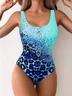 New Tie-dye One-piece Swimsuit For Women With Gradient Leopard Print One-piece Swimsuit