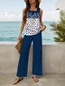 Women Floral Printing Two-Piece Set Daily Sleeveless Casual Summer Top With Pants Matching Set