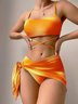 Tie-dye Bikini Swimsuit Women's Gradient Color Mesh Skirt Split Bikini Swimsuit Three-piece Set