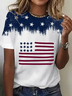 Women Independence Day (Flag) Short Sleeve Tee T-shirt Crew Neck Printing Casual Summer Graphic Tee Top