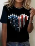 Women Independence Day (Flag) Short Sleeve Tee T-shirt Crew Neck Printing Casual Summer Graphic Tee Top