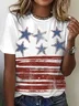 Women Star Short Sleeve Tee T-shirt Crew Neck Printing Casual Summer Graphic Tee Top