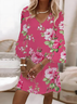 Women Floral Half Sleeve Summer Printing Dress V Neck Daily Casual Maxi H-Line Dress