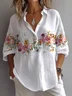 Women Floral Long Sleeve Shirt Spring/Fall Printing Shirt Collar Daily Casual Top